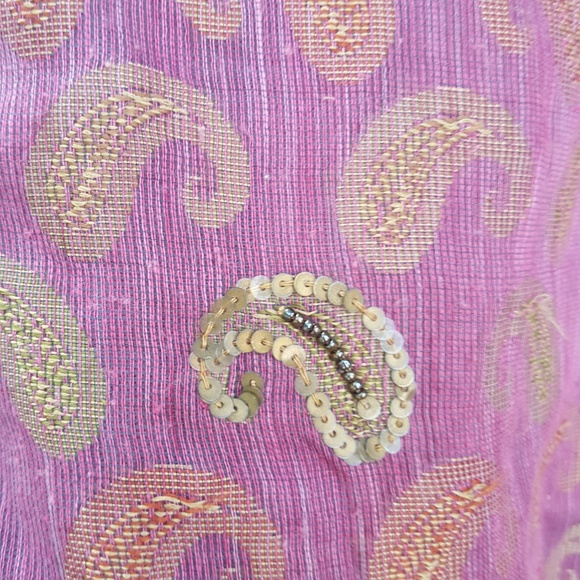 Traditional Cap Sleeve Beaded Kurta Pink & Gold - Picture 6 of 8